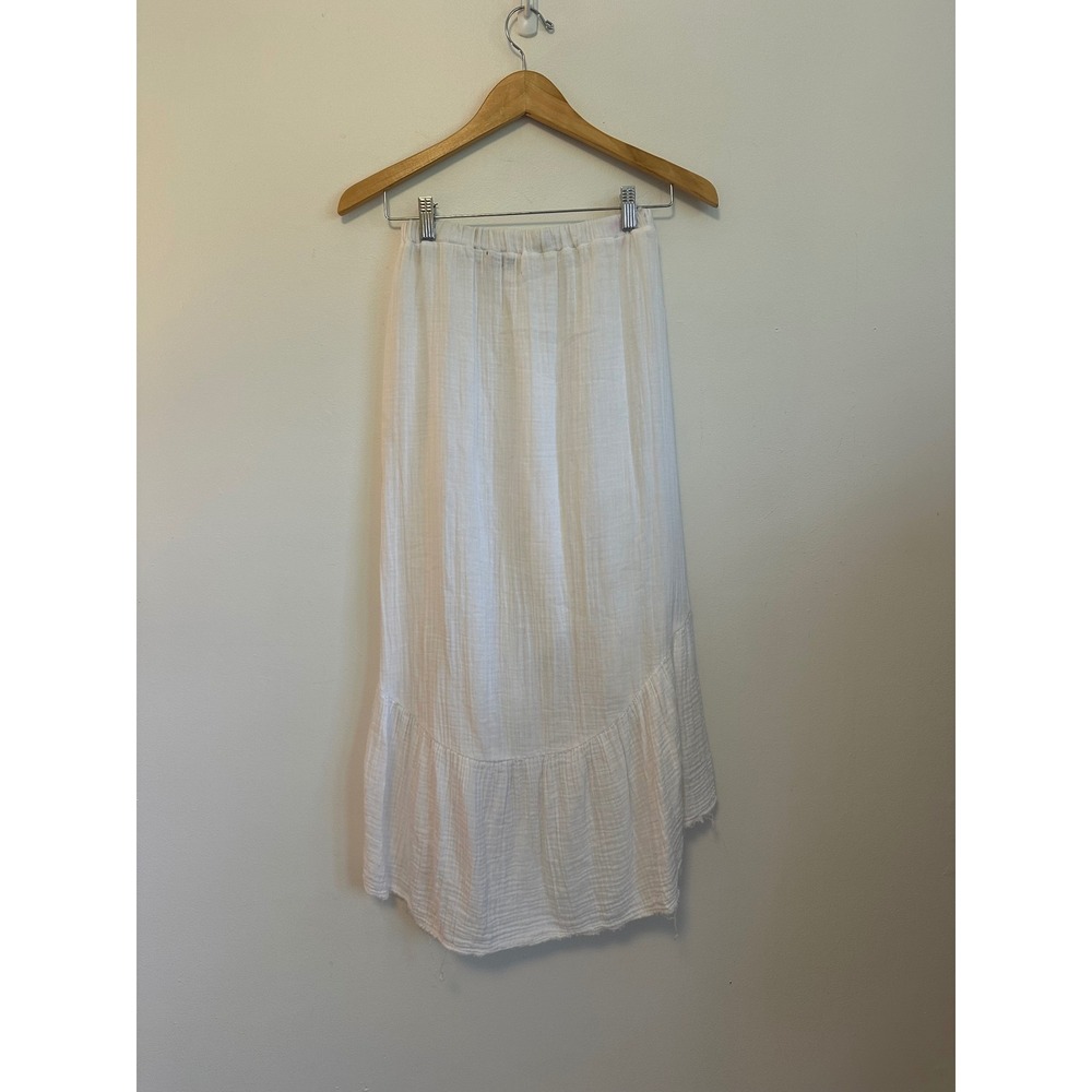 Stark X White Cotton Gauze High Low Ruffle Skirt | Size Small - Picture 4 of 8